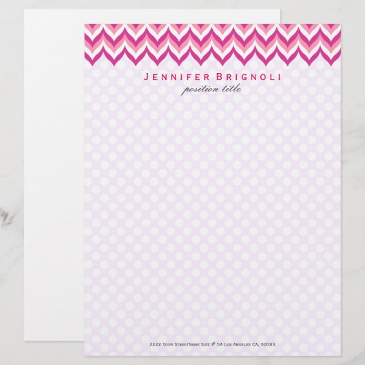 Zigzag Chevron Pattern, roze en witte zigzag Custom Briefhoofd (Voorkant / Achterkant)
