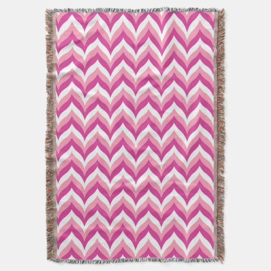 Zigzag Chevron Pattern, roze en witte zigzag Deken (Voorkant Verticaal)