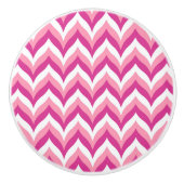 Zigzag Chevron Pattern, roze en witte zigzag Keramische Knop (Voorkant)