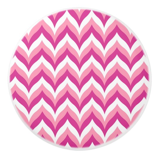 Zigzag Chevron Pattern, roze en witte zigzag Keramische Knop (Voorkant)