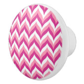 Zigzag Chevron Pattern, roze en witte zigzag Keramische Knop (Rechts)