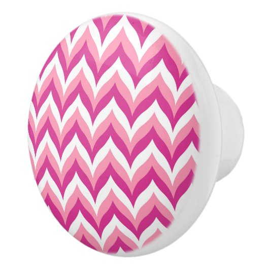 Zigzag Chevron Pattern, roze en witte zigzag Keramische Knop (Rechts)