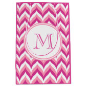 Zigzag Chevron Pattern, roze en witte zigzag Medium Cadeauzakje (Voorkant)