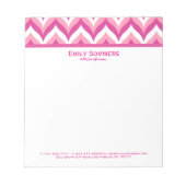 Zigzag Chevron Pattern, roze en witte zigzag Notitieblok (Voorkant)