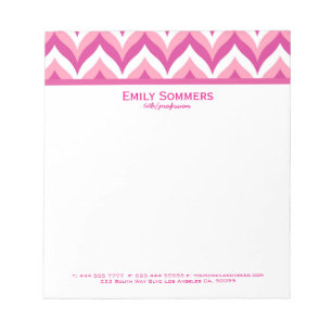 Zigzag Chevron Pattern, roze en witte zigzag Notitieblok