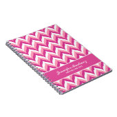 Zigzag Chevron Pattern, roze en witte zigzag Notitieboek (Rechterzijde)