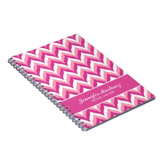 Zigzag Chevron Pattern, roze en witte zigzag Notitieboek (Rechterzijde)