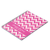 Zigzag Chevron Pattern, roze en witte zigzag Notitieboek (Linkerzijde)