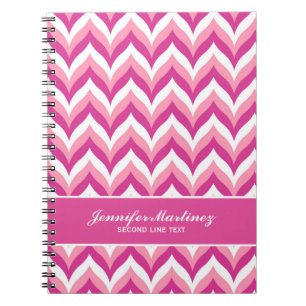 Zigzag Chevron Pattern, roze en witte zigzag Notitieboek