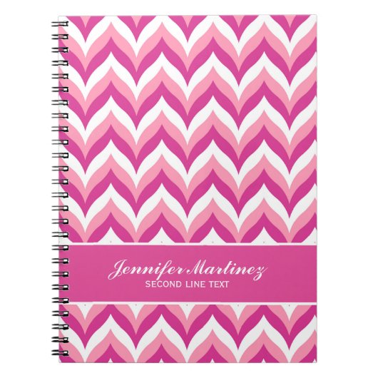 Zigzag Chevron Pattern, roze en witte zigzag Notitieboek (Voorkant)