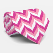 Zigzag Chevron Pattern, roze en witte zigzag Stropdas (Opgerold)