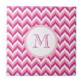 Zigzag Chevron Pattern, roze en witte zigzag Tegeltje (Voorkant)
