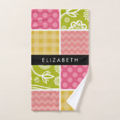 zigzag, Chevron, Polka Dots, Gingham, Jouw naam Bad Handdoek (Handdoek)