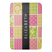 zigzag, Chevron, Polka Dots, Gingham, Jouw naam Badmat (Voorkant Verticaal)
