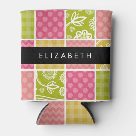 zigzag, Chevron, Polka Dots, Gingham, Jouw naam Blikjeskoeler (Voorkant)