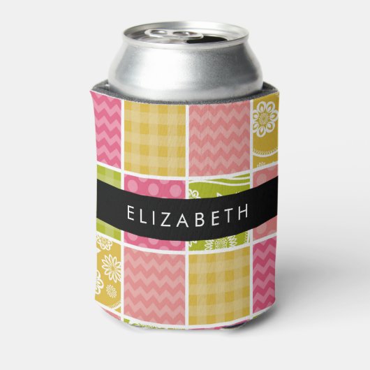 zigzag, Chevron, Polka Dots, Gingham, Jouw naam Blikjeskoeler (Blikje Achterkant)