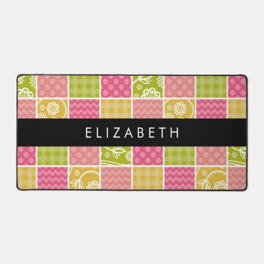 zigzag, Chevron, Polka Dots, Gingham, Jouw naam Bureaumat (Voorkant)