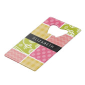 zigzag, Chevron, Polka Dots, Gingham, Jouw naam Creditkaart Flessenopener (Achterkant Gekanteld)