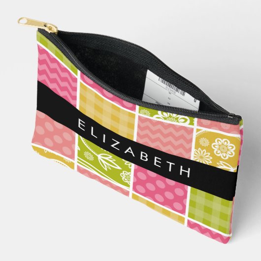 zigzag, Chevron, Polka Dots, Gingham, Jouw naam Etui (Open)