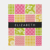 zigzag, Chevron, Polka Dots, Gingham, Jouw naam Fleece Deken (Voorkant)