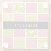 zigzag, Chevron, Polka Dots, Gingham, Jouw naam Glazen Onderzetter (Achterkant)