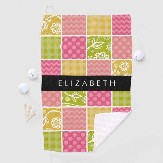 zigzag, Chevron, Polka Dots, Gingham, Jouw naam Golfhanddoek (Insitu)