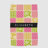 zigzag, Chevron, Polka Dots, Gingham, Jouw naam Golfhanddoek (Voorkant)