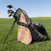 zigzag, Chevron, Polka Dots, Gingham, Jouw naam Golfhanddoek (Groen)