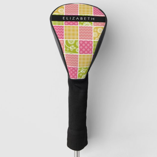zigzag, Chevron, Polka Dots, Gingham, Jouw naam Golfheadcover (Voorkant)