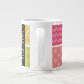 zigzag, Chevron, Polka Dots, Gingham, Jouw naam Grote Koffiekop (Achterkant)