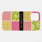 zigzag, Chevron, Polka Dots, Gingham, Jouw naam iPhone Hoesje (Achterkant horizontaal)