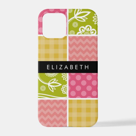 zigzag, Chevron, Polka Dots, Gingham, Jouw naam iPhone Hoesje (Achterkant)