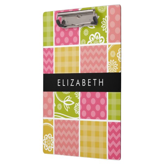 zigzag, Chevron, Polka Dots, Gingham, Jouw naam Klembord (Links)