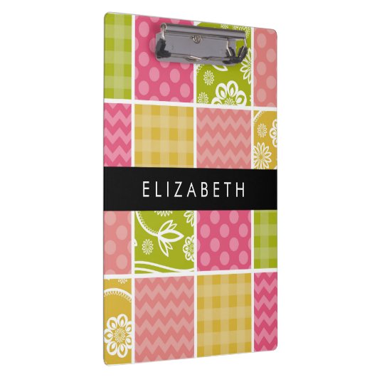 zigzag, Chevron, Polka Dots, Gingham, Jouw naam Klembord (Rechts)