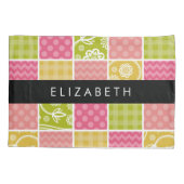 zigzag, Chevron, Polka Dots, Gingham, Jouw naam Kussensloop (Achterkant)