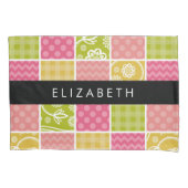 zigzag, Chevron, Polka Dots, Gingham, Jouw naam Kussensloop (Voorkant)