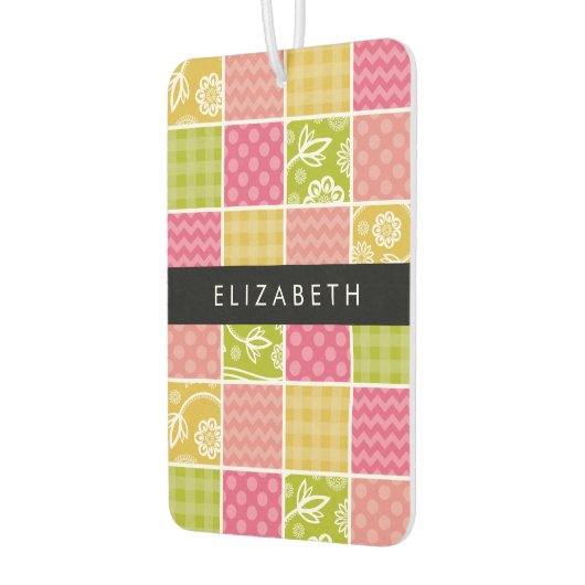 zigzag, Chevron, Polka Dots, Gingham, Jouw naam Luchtverfrisser (Links)