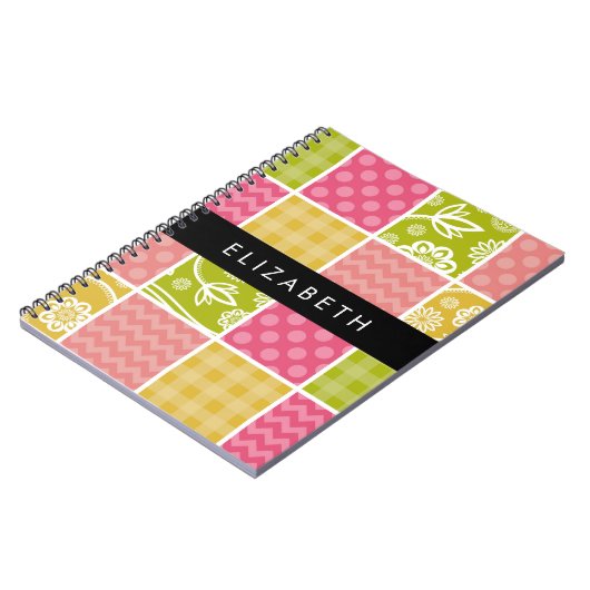 zigzag, Chevron, Polka Dots, Gingham, Jouw naam Notitieboek (Linkerzijde)