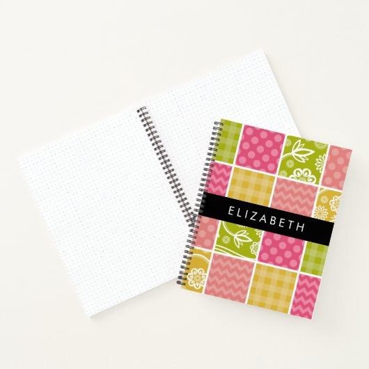 zigzag, Chevron, Polka Dots, Gingham, Jouw naam Notitieboek (Binnen)