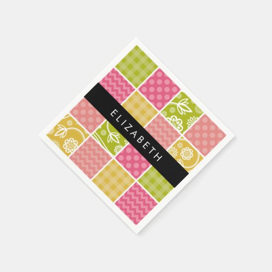 zigzag, Chevron, Polka Dots, Gingham, Jouw naam Servet (Hoek)