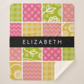 zigzag, Chevron, Polka Dots, Gingham, Jouw naam Sherpa Deken (Voorkant)