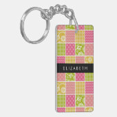 zigzag, Chevron, Polka Dots, Gingham, Jouw naam Sleutelhanger (Voorkant Links)