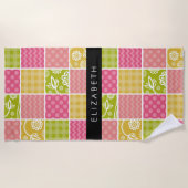 zigzag, Chevron, Polka Dots, Gingham, Jouw naam Strandlaken (Voorkant)