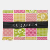 zigzag, Chevron, Polka Dots, Gingham, Jouw naam Theedoek (Horizontaal)