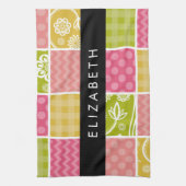 zigzag, Chevron, Polka Dots, Gingham, Jouw naam Theedoek (Verticaal)