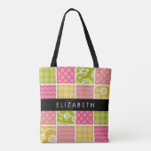 zigzag, Chevron, Polka Dots, Gingham, Jouw naam Tote Bag (Achterkant)