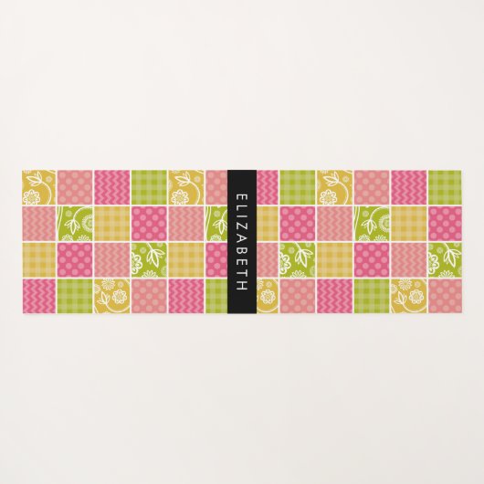 zigzag, Chevron, Polka Dots, Gingham, Jouw naam Yogamat (Achterkant (horizontaal))