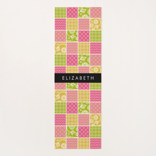 zigzag, Chevron, Polka Dots, Gingham, Jouw naam Yogamat (Achterkant)
