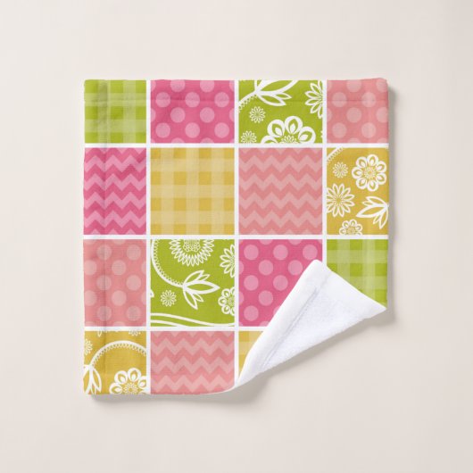 Zigzag, Chevron, Polka Dots, Gingham, Patchwork Bad Handdoek (Wasdoekje)