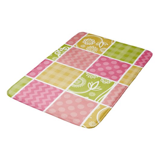 Zigzag, Chevron, Polka Dots, Gingham, Patchwork Badmat (Gekanteld)